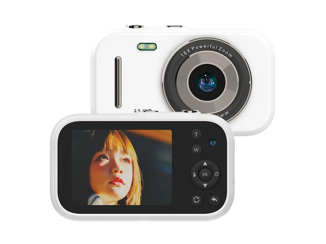 Cámara digital para niños 2 5K UHD 1080P con tarjeta de memoria de 64 GB, zoom 16x, antivibración, ideal para niños y niñas.