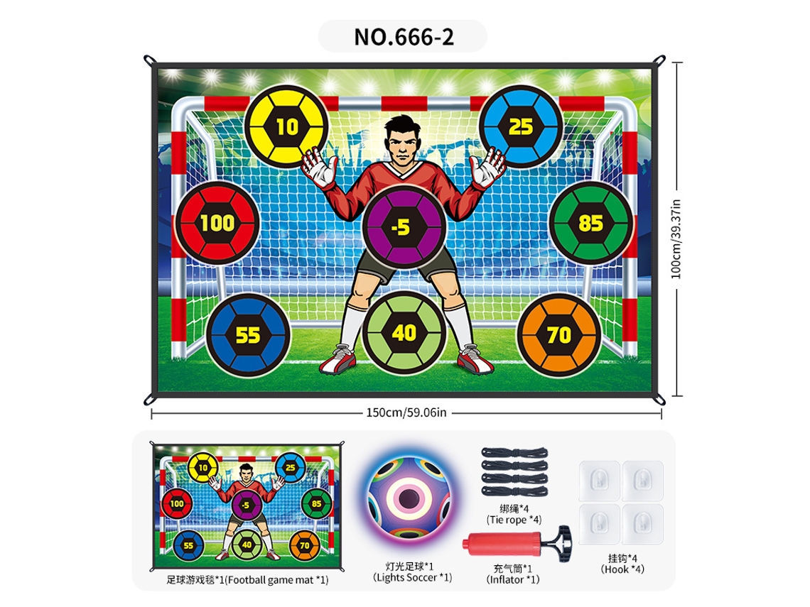 Set de entrenamiento de fútbol con zonas de puntuación y 1 balón luminoso de colores Chrui (02)