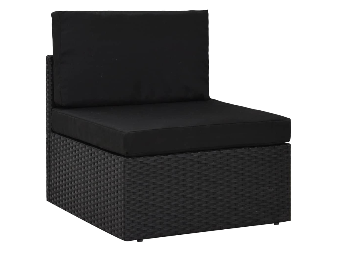 Maison Exclusive - Conjunto de salón de jardín de 9 piezas con cojines de mimbre, negro