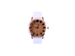 Reloj De Pulsera De Moda Para Mujer Con Correa De Pu Y Esfera Redonda, Cuarzo Analógico, Blanco.
