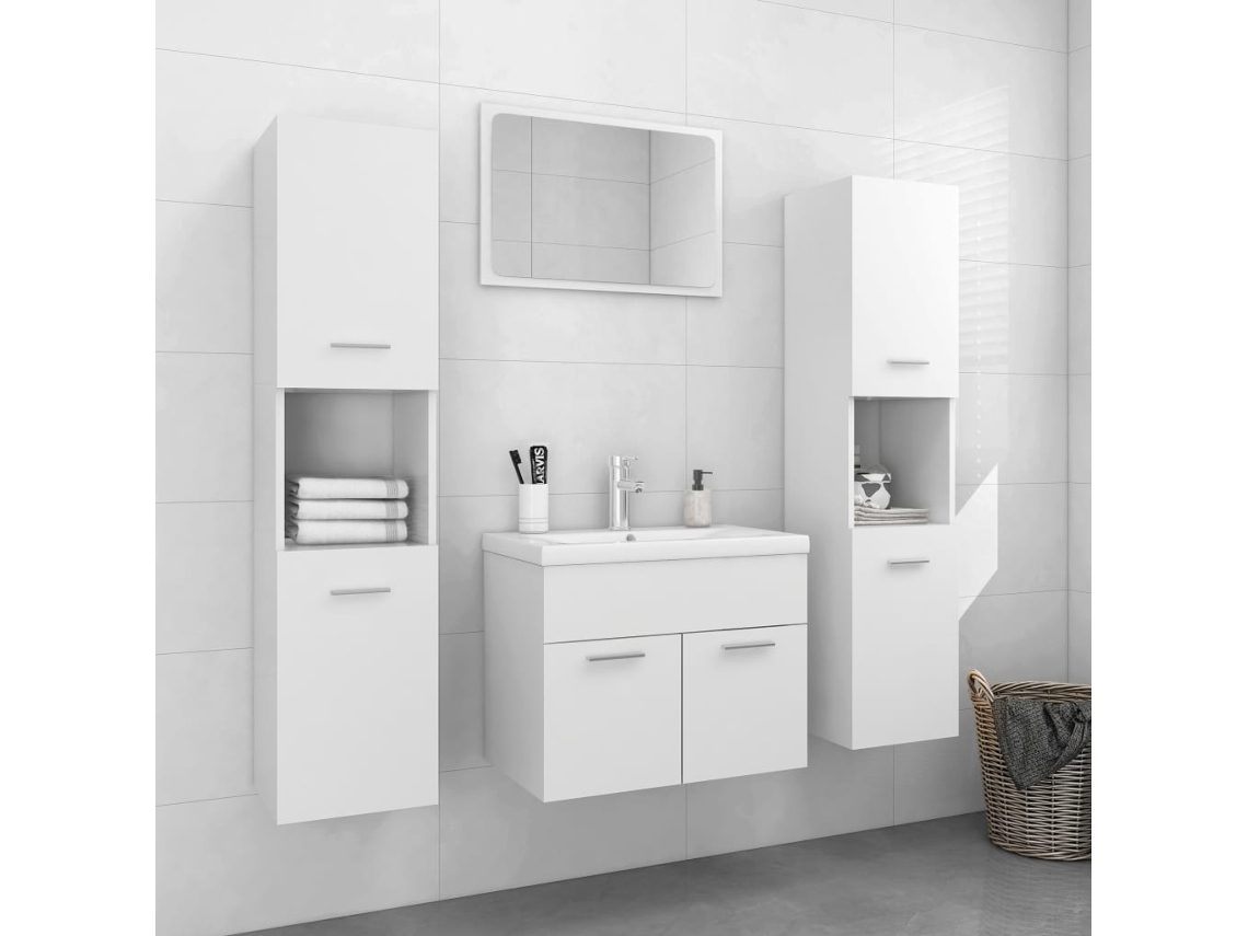 Conjunto de muebles de baño de madera blanca Lovely Home