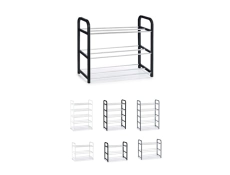 Zapatero de Metal e Plástico – Zapatero Organizador Ideal para Recibidor, Pasillos e Salón Negro 3 Estantes