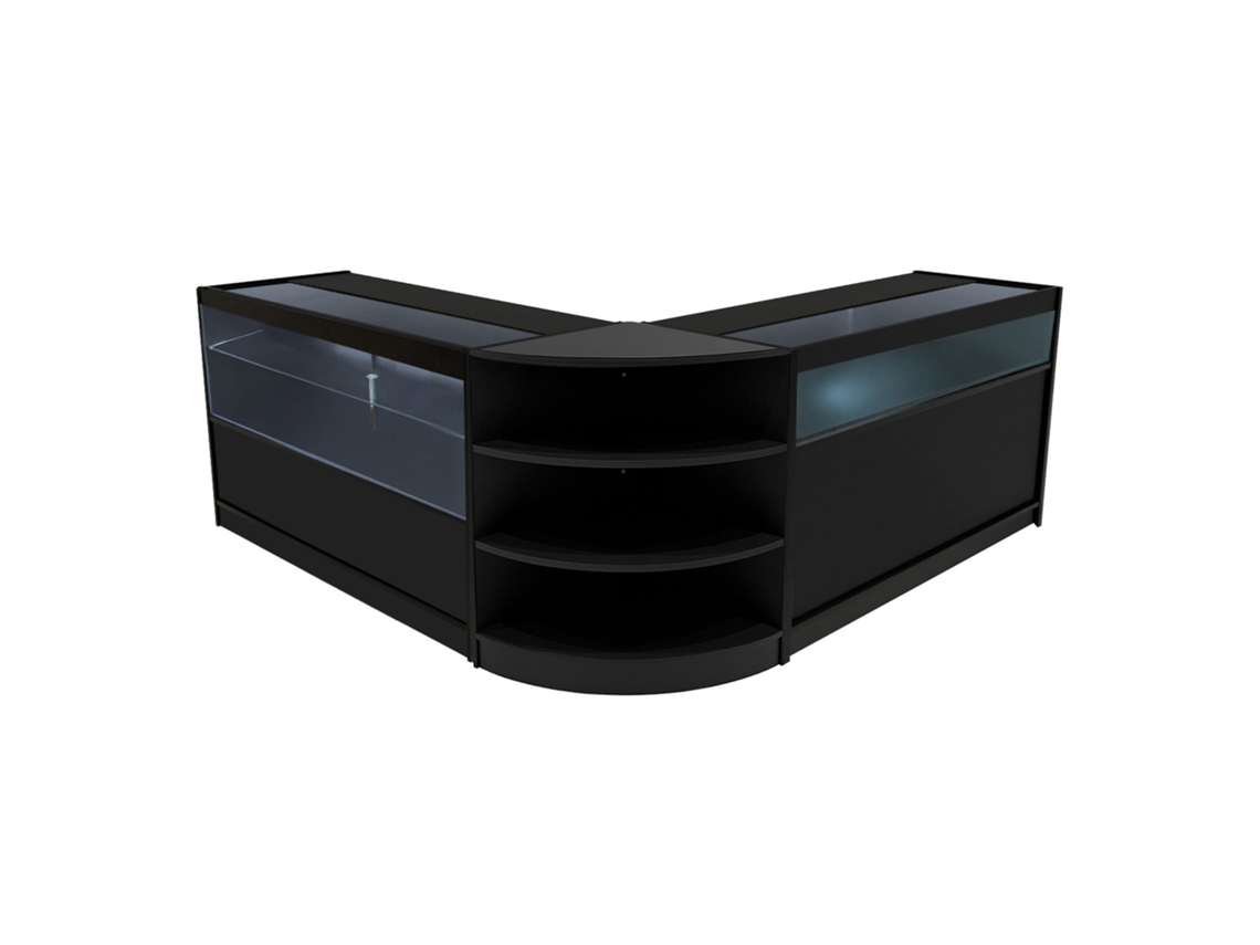Estantería comercial Harmony | Negra | B1500c1500lm60 | MDF y vidrio templado | Estantes y puertas Monstershop