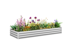 Jarrón Rectangular De Acero Galvanizado Con Base Abierta, 241x90,5x30cm, Color Plata.