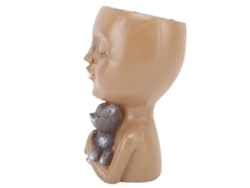 Maceta con forma de cara divertida, cabeza de niña, maceta de resina innovadora y decorativa para suculentas, ideal para el hogar, la oficina y la cafetería.