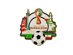 Pin Metálico Copa Fútbol Rusia 2026, Broche Esmalte Coleccionable Con Monumentos, Balón Fútbol Y Emblema Torneo