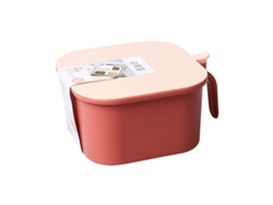 Juego de 2 cajas cuadradas para atemperar especias de la marca Rebe, con 4 recipientes y 4 compartimentos para pimienta, sal, azúcar y especias, en color rosa y azul.