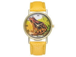 Reloj De Pulsera Analógico De Cuarzo Con Esfera Redonda, Color Amarillo De Moda.