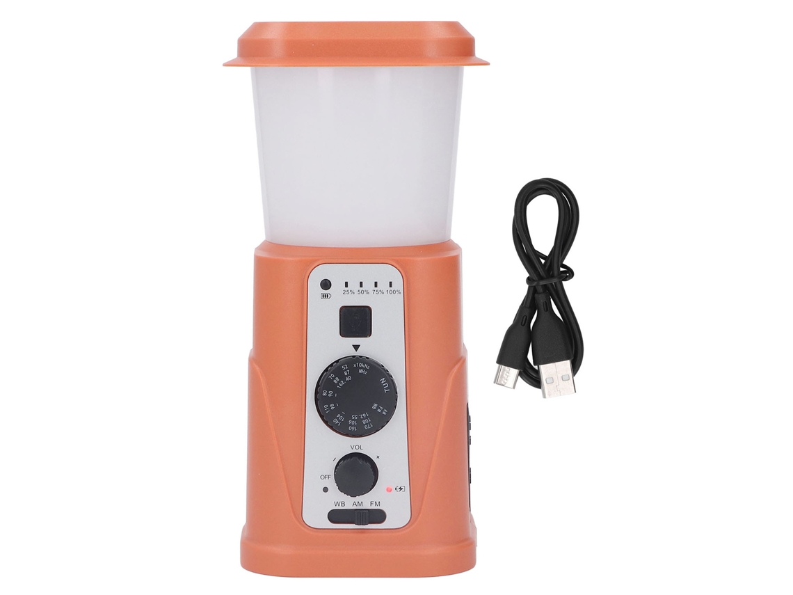 2026-lámpara De Camping De Manivela Solar Led Recargable Ipx3 Impermeable Luz Emergencia Usb 5000mah Versión Ee.uu. Naranja