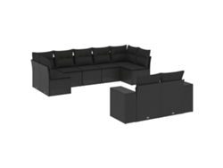 Conjunto 9 de sofás de jardín VIDAXL y cojines ratán sintético negro
