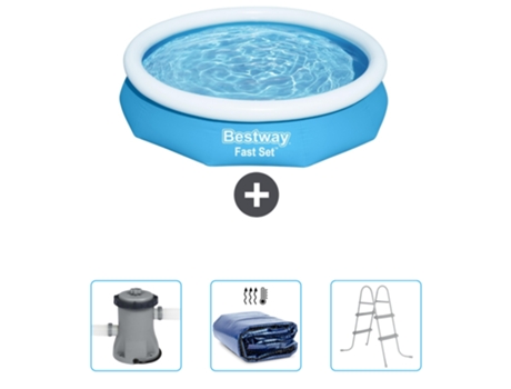 Piscina Hinchable Redonda Fast Set BESTWAY - 305 x 66 cm - Azul - Incluida Bomba - Vela solar - Escalera