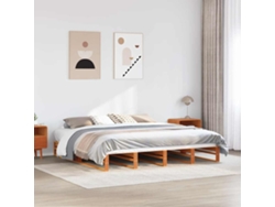 Cama Sin Colchón Madera Maciza De Pino Marrón Cera 180x200 Cm