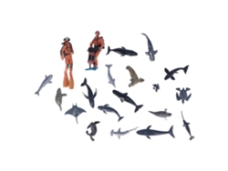 Ats 20 figuras realistas de animales marinos con 2 buzos - Juguete de vida marina para niños y niñas