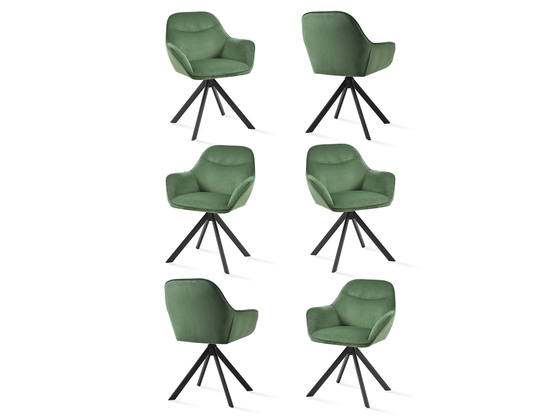 Sillas De Comedor Goeurvant 1370(pack De 6, Verde Bosque, Terciopelo)