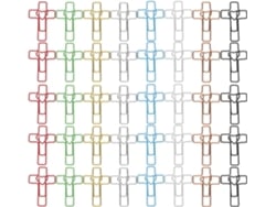 120 Clips Metálicos Para Papel Con Forma De Cruz Y Corazón, Clips Metálicos Decorativos Surtidos, 120 Piezas