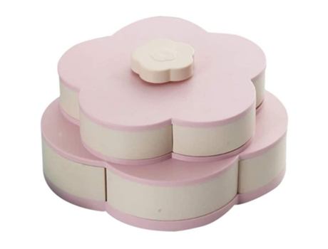 Caja de refrigerios de doble capa, contenedor de servicio de dulces en forma de flor giratoria, con soporte para teléfono móvil, bandeja de almacen...