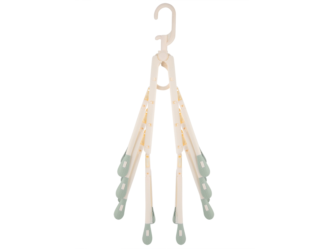 JILLIOPER Perchas Plegables para Ropa Soporte Mágico Portátil 8 en 1 Secador Multifuncional con Rotación (Verde)