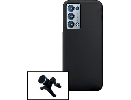 Carcasa + Soporte Magnético Reforzado Oppo Reno6 Pro+ 5G PHONECARE Silicona Líquida Negro