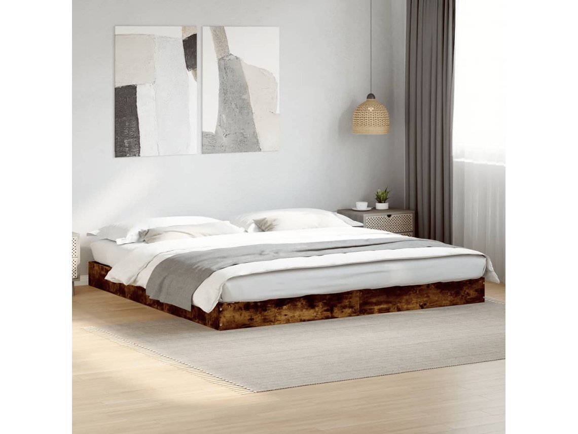 Estructura De Cama Sin Colchón Roble Ahumado 180x200 Cm