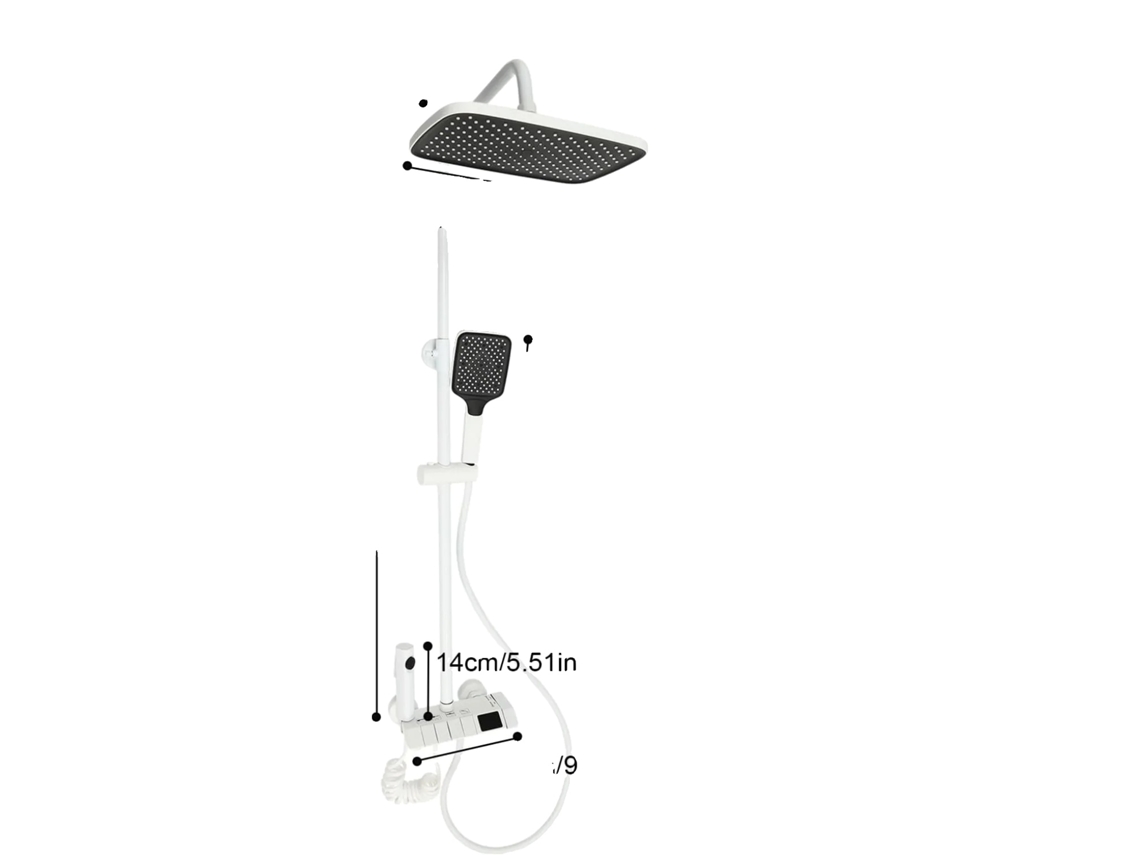 Sistema de ducha, cabezal de ducha tipo lluvia, ducha de mano, diseño de montaje en pared, OEM blanco