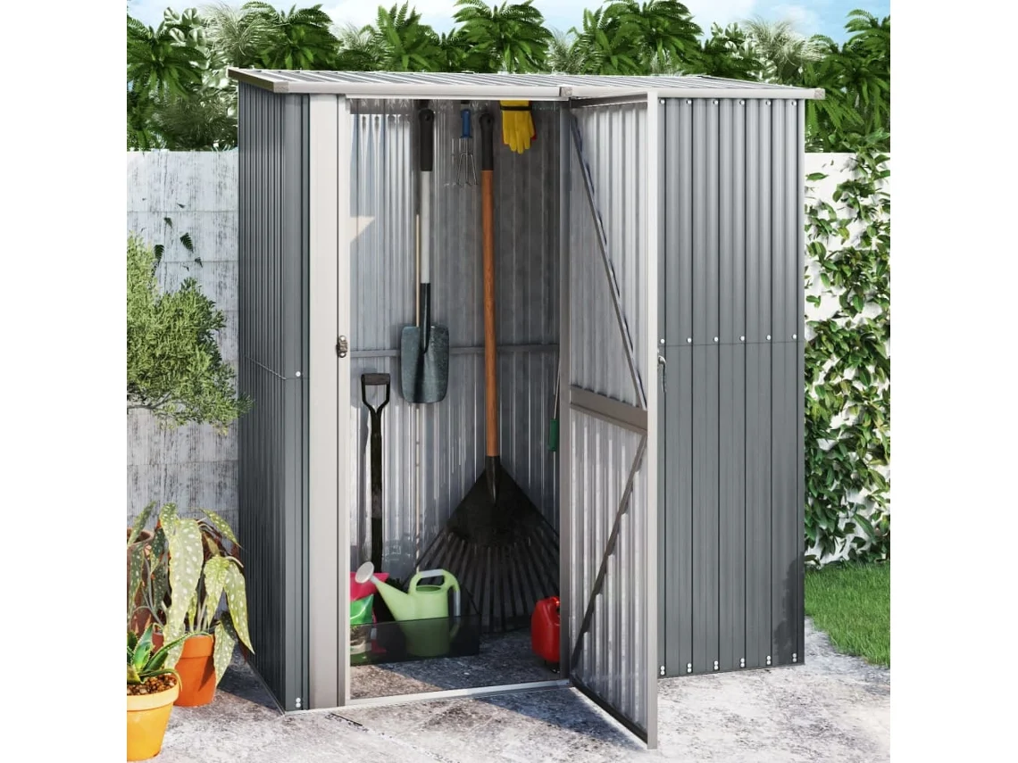 Caseta de jardín 180,5x97x209,5 cm acero galvanizado gris LOVELY HOME