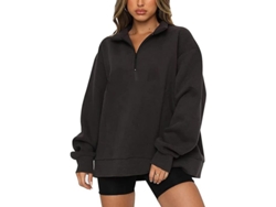 Cárdigan de mujer Ilwhe 2026 con media cremallera, suave y ligero con forro polar, de estilo informal y holgado.