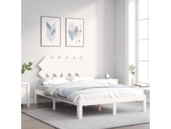 Estructura Cama De Matrimonio Con Cabecero Madera Maciza Blanco