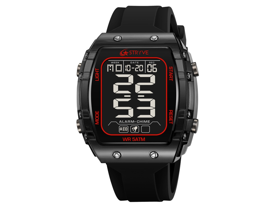 Reloj Deportivo Elegante Para Hombre (negro Y Rojo), Reloj De Pulsera Electrónico Digital Luminoso E Impermeable.