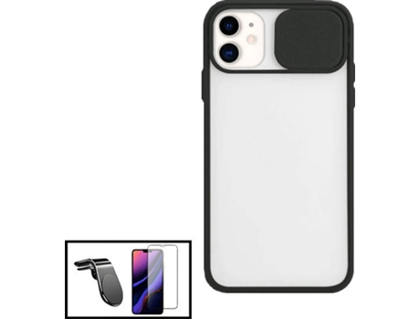 Carcasa + Protector + Soporte L Safe Driving iphone X PHONECARE Slide Window Anti Choque Frosted Negro
