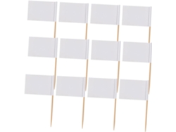 Banderines Para Palillos De Dientes, 200 Unidades, De Madera Y Papel, Blancos, Para Decorar Cupcakes.