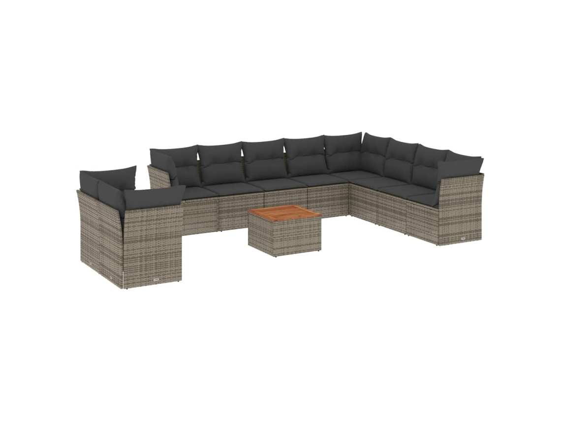 Maison Exclusive - Set De Sofás De Jardín 11 Pzas Y Cojines Ratán Sintético Gris