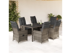 Juego de comedor de jardín de 7 piezas DKD Home Decor con cojines de mimbre gris