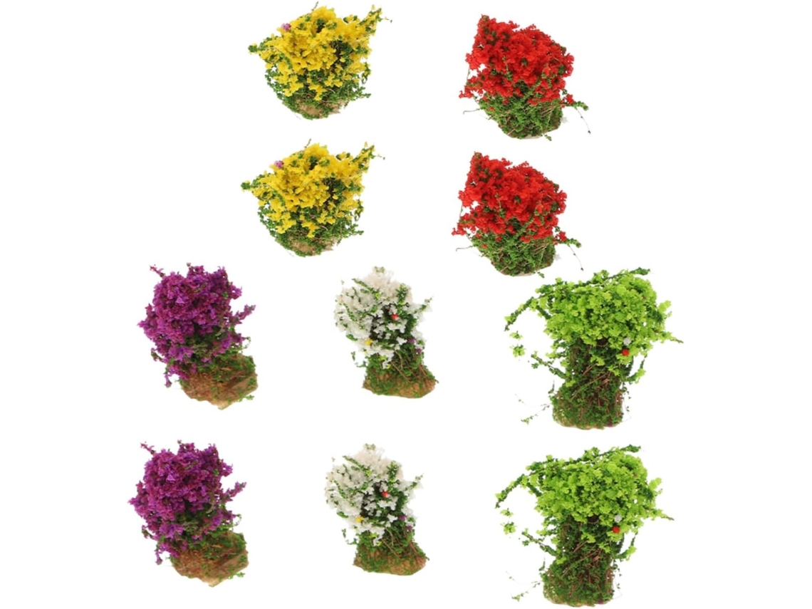 Juego de 10 mechones de flores estáticas de resina, miniaturas de césped artificial.