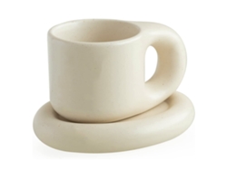 Juego de taza y platillo de cerámica de 260 ml, ideal para espresso, café con leche y un elegante té de la tarde.