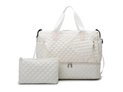 Bolsa de viaje con compartimento para zapatos y neceser, ideal para madres, embarazadas y viajeros. Blanca. Hexinyigjly