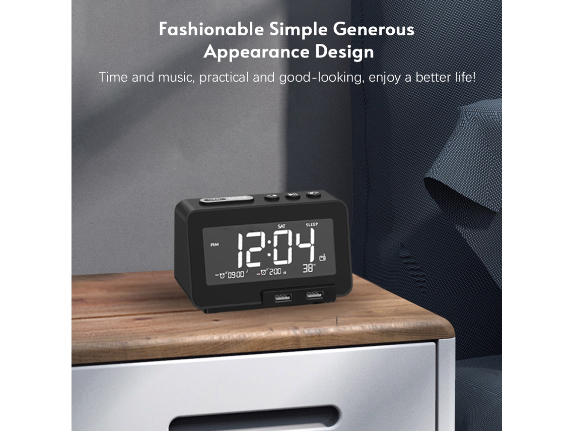 Radio despertador Bluetooth con pantalla LCD y alarma