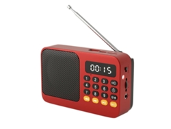 (rojo) Radio Fm Portátil Con Linterna Y Función Recargable.