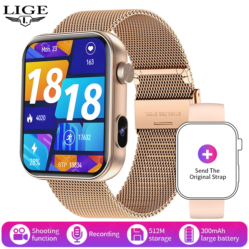 Reloj inteligente MDUG con cámara, graba vídeos, se sincroniza con el teléfono y realiza llamadas Bluetooth (negro)