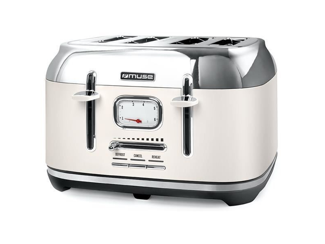 Tostadora MUSE 1800W Ajuste de 4 Rebanadas e Indicador de Oscurecimiento Acero Inoxidable Crema Ms131Sc