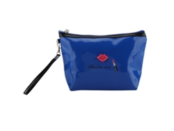 Neceser Portátil Impermeable De Piel Sintética Para Viajes Con Un Moderno Diseño Azul.