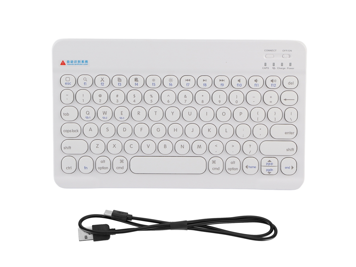 Teclado Bluetooth inalámbrico ultrafino, estilo retro punk, compatible con Windows, OS X, Android e iOS, luz dorada (blanco)
