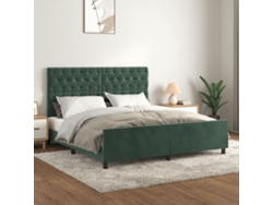 Estructura Cama Sin Colchón Terciopelo Verde Oscuro 160x200 Cm