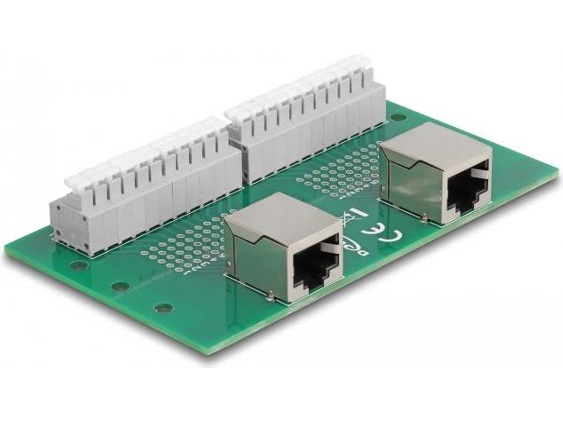 Rj50 2 X Buchse Zu 2 X Terminalblock Mit Drucktaster Para Hutschiene Delock (67014)