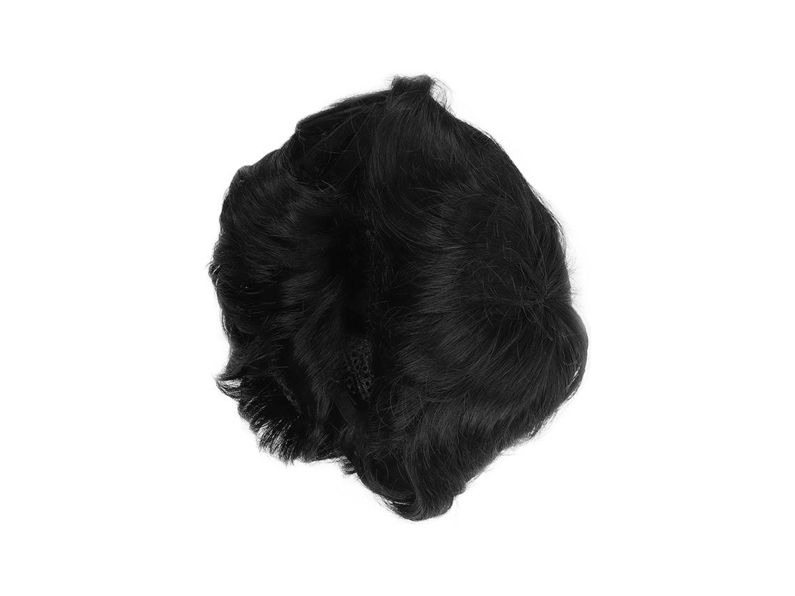 Peruca Curta Para Homem Textura Natural Fluffy Boa Respiração Confortável Estilosa Cabelo Preto Real