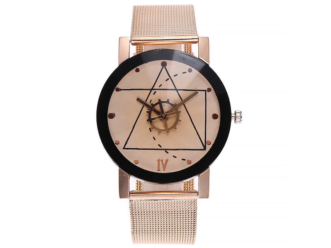 Reloj Unisex Vansvar Con Correa De Malla De Aleación Y Esfera Blanca En Oro Rosa.