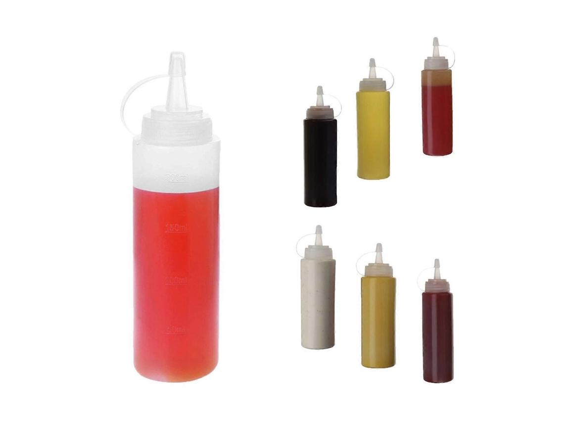 6 Botellas De Salsa 8oz, Botellas De Condimentos De Plástico Para Mostaza, Mayonesa Y Salsas