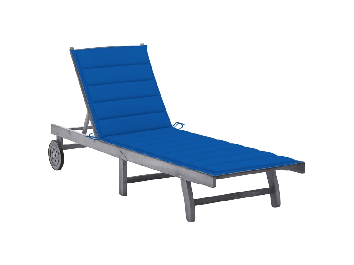Tumbona Lounger de Jardín con Cojín Madera de Acacia Maciza Gris