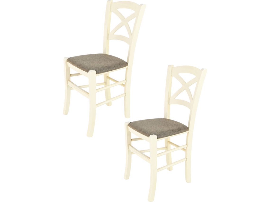 Conjunto de 2 Cadeiras T M C S Cross 332AB-NL025 (Branco - 88x43x46 cm - Madeira)