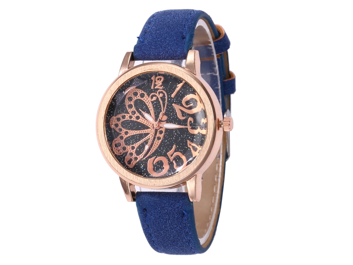 Reloj De Moda Unisex Cuarzo Dial Redondo Correa De Cuero Azul