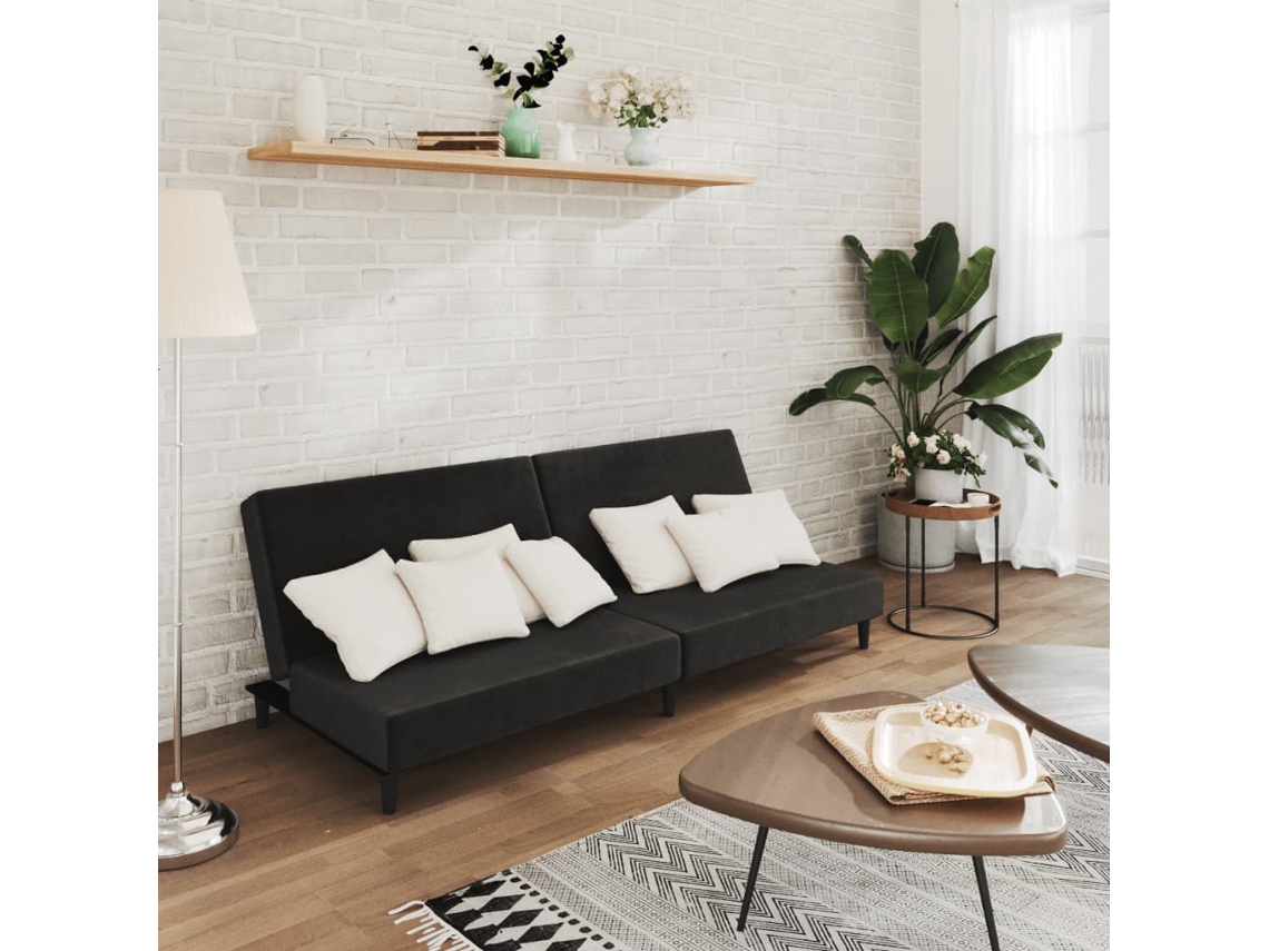 Sofá Cama Moderno Lovely Home Madera Terciopelo Negro (200x84.5x69cm)